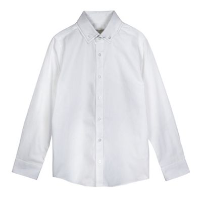 Boys' white textured dot double collar shirt
